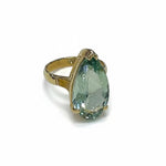 9ct Yellow Gold 22x12mm Tear Drop Green Amethyst Ring - Aurum Jewels