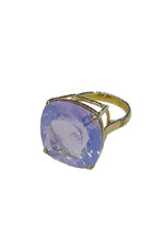 9ct Yellow Gold 22x22mm Cushion Faceted Lavender Quartz Cocktail Ring - Aurum Jewels