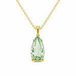 9ct Yellow Gold 23x10mm Teardrop Green Amethyst Pendant - Aurum Jewels