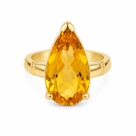 9ct Yellow Gold 23x12mm Pear Faceted Citrine Ring - Aurum Jewels