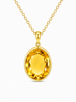 9ct Yellow Gold 24x19mm Oval Citrine Pendant - Aurum Jewels