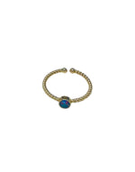 9ct Yellow Gold 4.5mm Round Opal Ring - Aurum Jewels