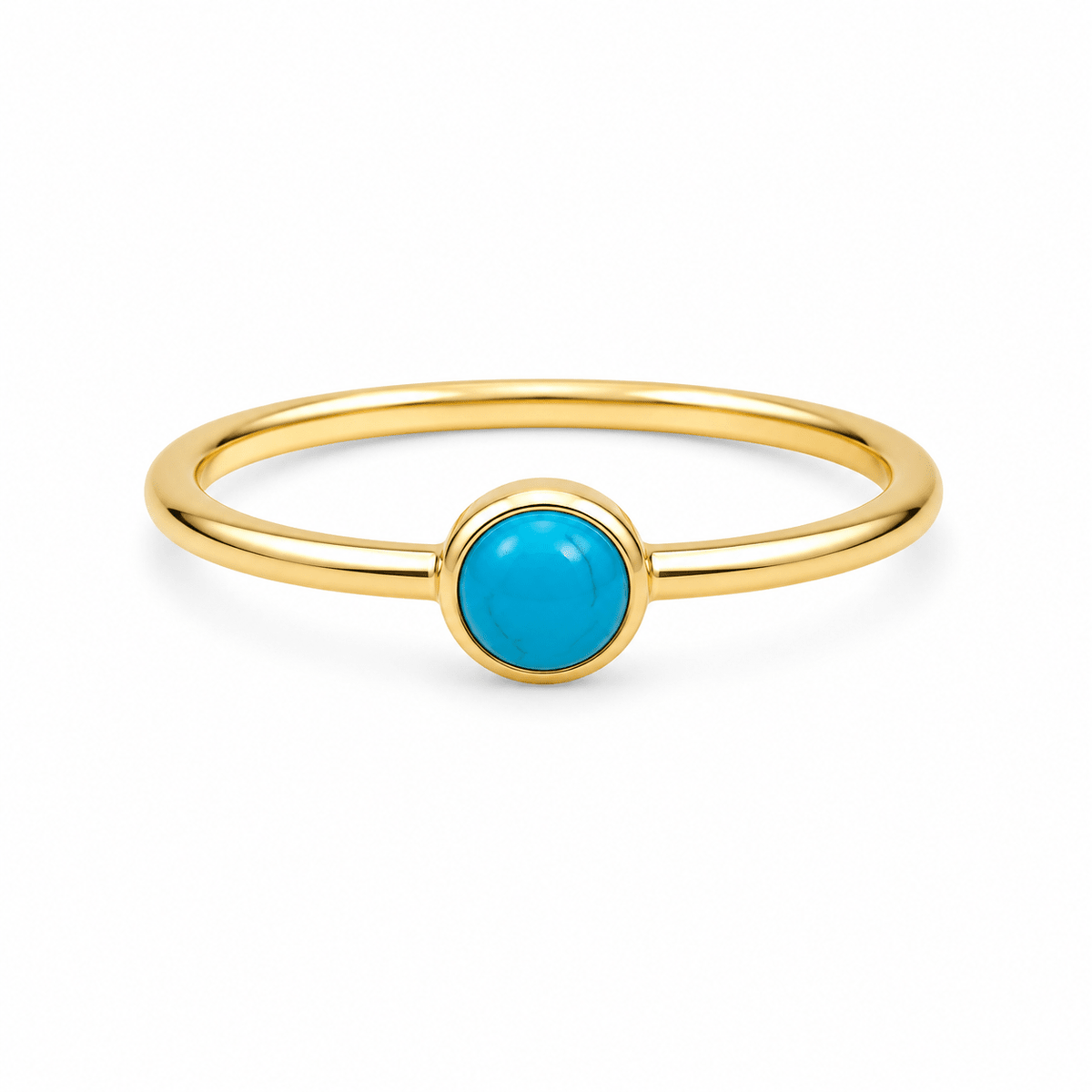 9ct Yellow Gold 4.5mm Round Turquoise Ring - Aurum Jewels