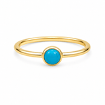 9ct Yellow Gold 4.5mm Round Turquoise Ring - Aurum Jewels