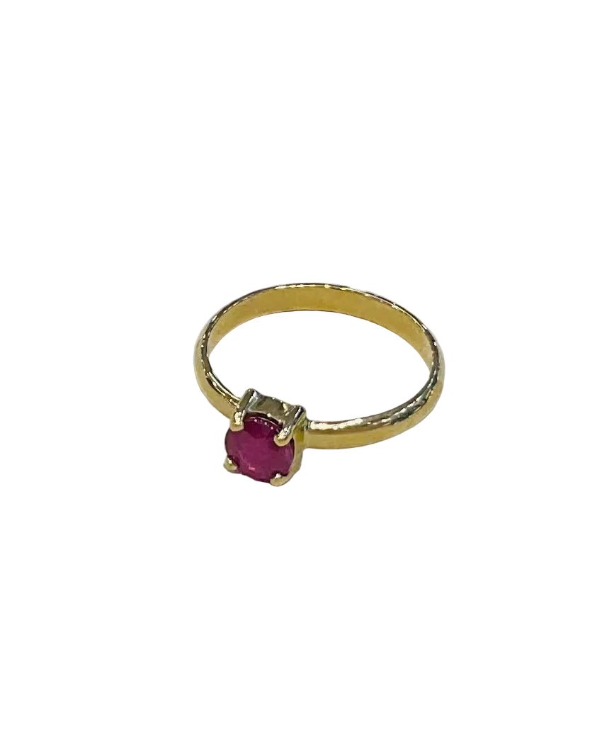 9ct Yellow Gold 5.4mm Round Ruby Ring - Aurum Jewels