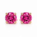 9ct Yellow Gold 5mm Pink Tourmaline Stud Earrings - Aurum Jewels