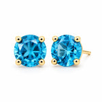 9ct Yellow Gold 5mm Round London Blue Topaz Stud Earrings - Aurum Jewels