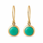 9ct Yellow Gold 6mm Round Cabochon Chrysoprase Shepherd Hook Earrings - Aurum Jewels