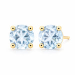 9ct Yellow Gold 6mm Round Sky Blue Topaz Stud Earrings - Aurum Jewels