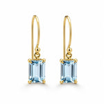 9ct Yellow Gold 7.5x5mm Rectangular Aquamarine Shepherd Hook Drop Earrings - Aurum Jewels