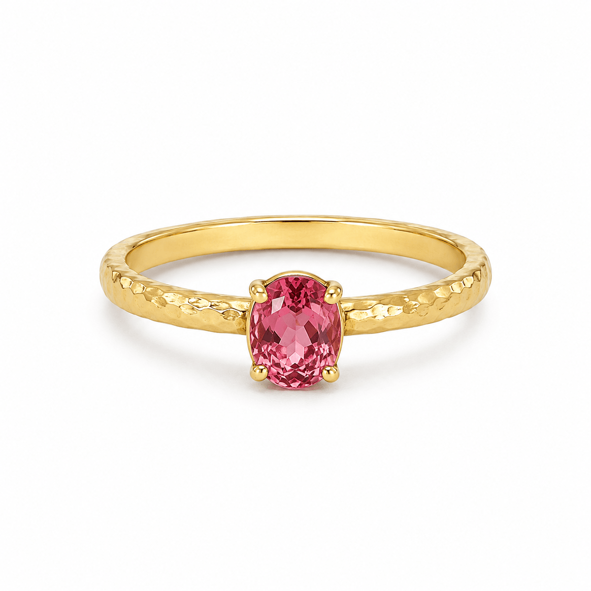 9ct Yellow Gold 7x5mm Oval Pink Tourmaline Ring - Aurum Jewels
