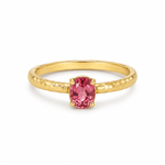 9ct Yellow Gold 7x5mm Oval Pink Tourmaline Ring - Aurum Jewels