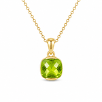 9ct Yellow Gold 7x7mm Cushion Cut Peridot Pendant - Aurum Jewels