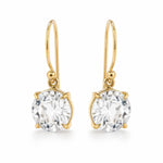 9ct Yellow Gold 8.5mm Round White Topaz Shepherd Hook Earrings - Aurum Jewels