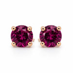 9ct Yellow Gold 8mm Round Garnet Stud Earrings - Aurum Jewels