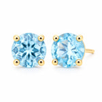 9ct Yellow Gold 8mm Round Sky Blue Topaz Stud Earrings - Aurum Jewels