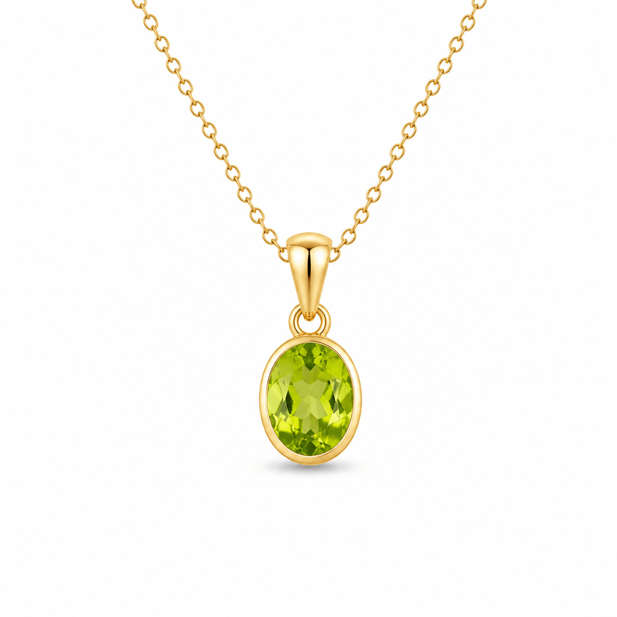 9ct Yellow Gold 9x7mm Oval Peridot Pendant - Aurum Jewels