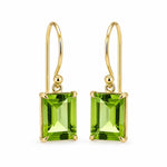 9ct Yellow Gold 9x7mm Rectangular Peridot Shepherd Hook Earrings - Aurum Jewels