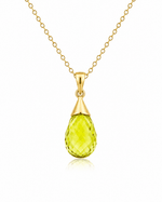9ct Yellow Gold Briolette Lemon Quartz Pendant - Aurum Jewels