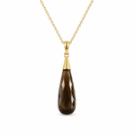 9ct Yellow Gold Briolette Smokey Quartz Drop Pendant - Aurum Jewels