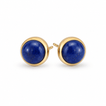 9ct Yellow Gold Cabochon Cut Lapis Stud Earrings - Aurum Jewels