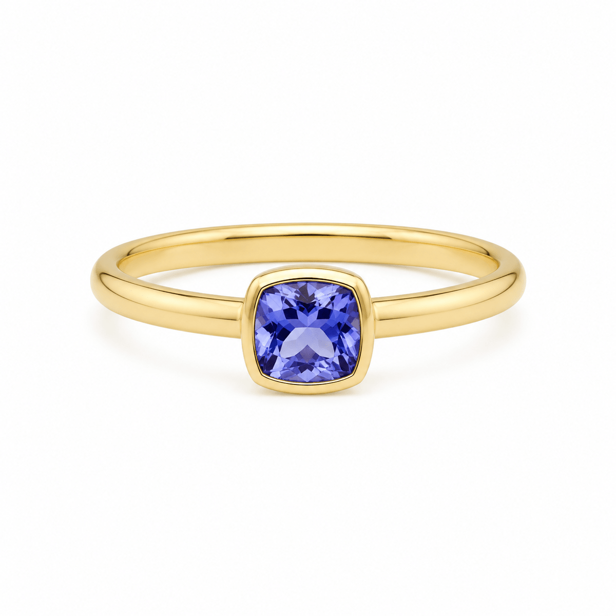 9ct Yellow Gold Cushion Cut Tanzanite Ring - Aurum Jewels