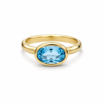 9ct Yellow Gold East/West Set Oval Sky Blue Topaz Ring - Aurum Jewels