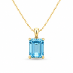 9ct Yellow Gold Emerald Cut Swiss Blue Topaz Pendant - Aurum Jewels