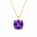 9ct Yellow Gold Large Cushion Cut Purple Amethyst Pendant - Aurum Jewels