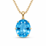 9ct Yellow Gold Large Oval Cut Swiss Blue Topaz Pendant - Aurum Jewels