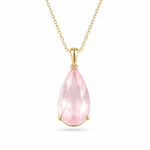 9ct Yellow Gold Large Pear Shape Rose Quartz Pendant - Aurum Jewels