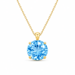 9ct Yellow Gold Large Round Swiss Blue Topaz Pendant - Aurum Jewels