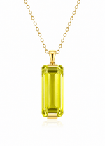 9ct Yellow Gold Long Emerald Cut Lemon Quartz Pendant - Aurum Jewels