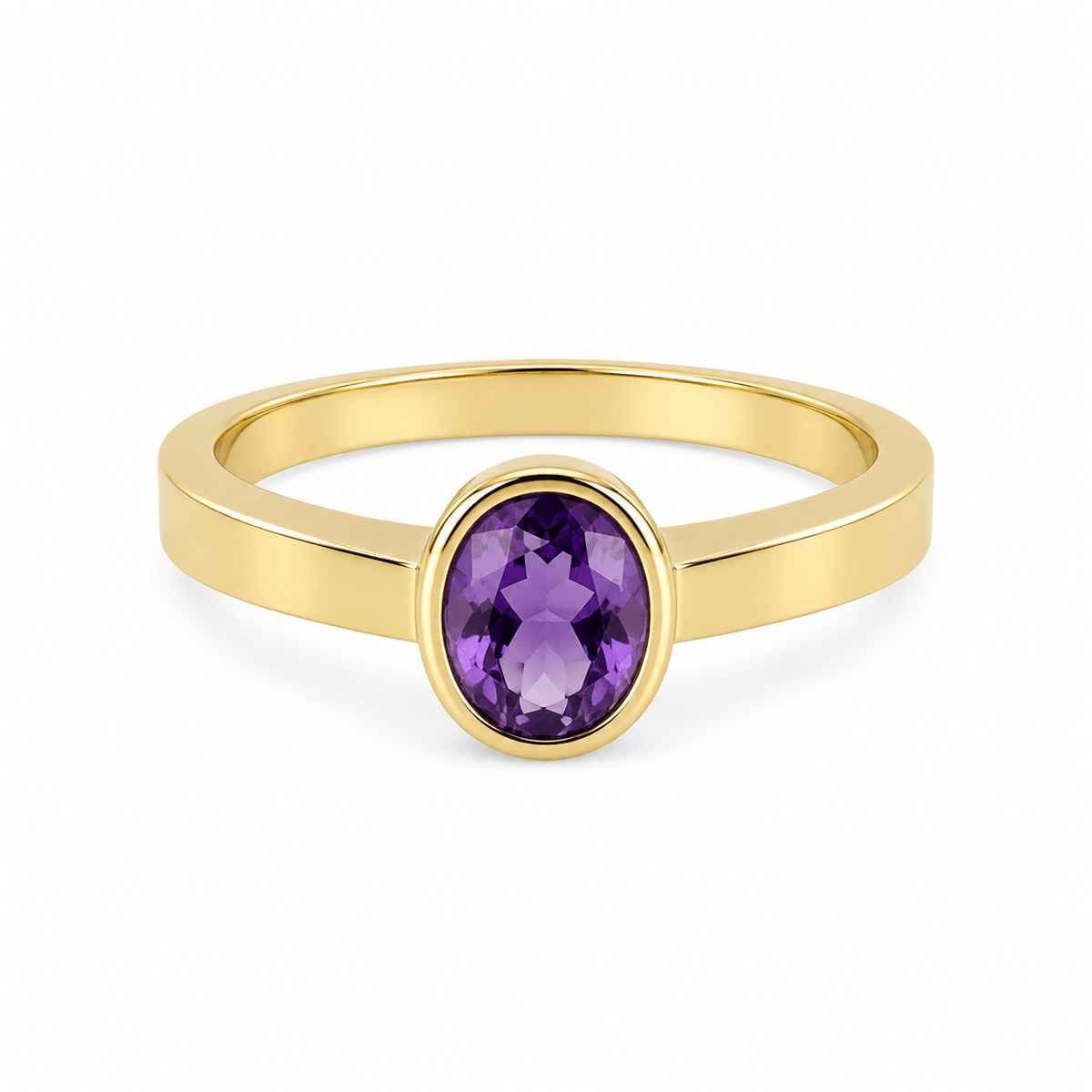 9ct Yellow Gold Oval Amethyst Ring - Aurum Jewels