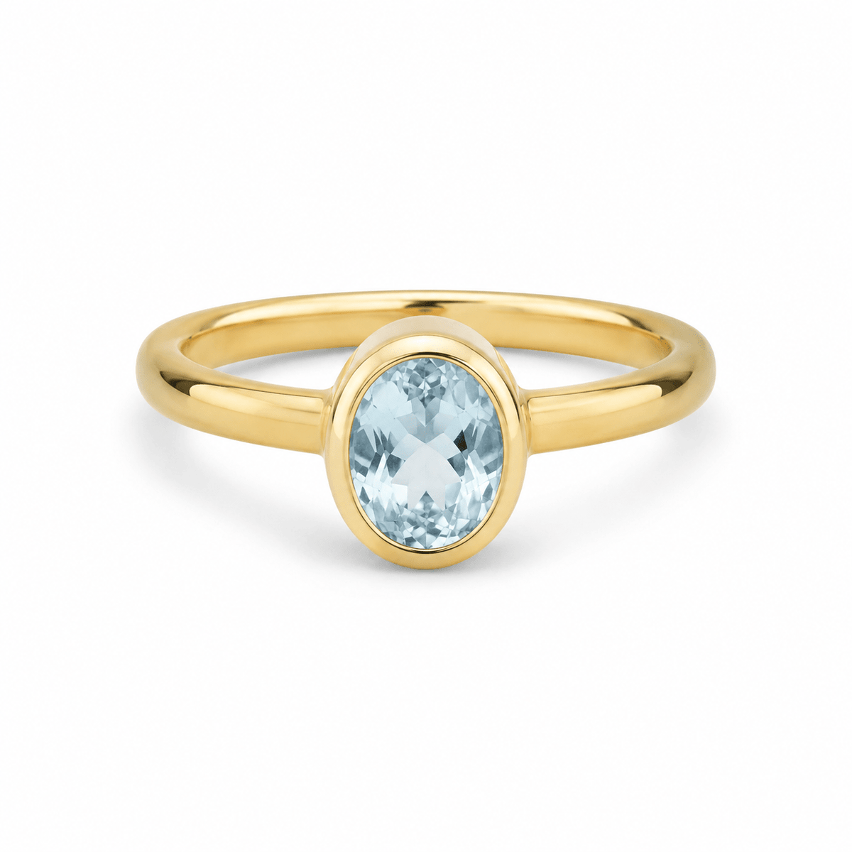 9ct Yellow Gold Oval Aquamarine Ring - Aurum Jewels