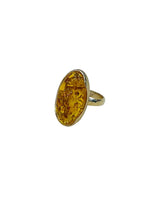 9ct Yellow Gold Oval Cabochon Baltic Amber Ring - Aurum Jewels