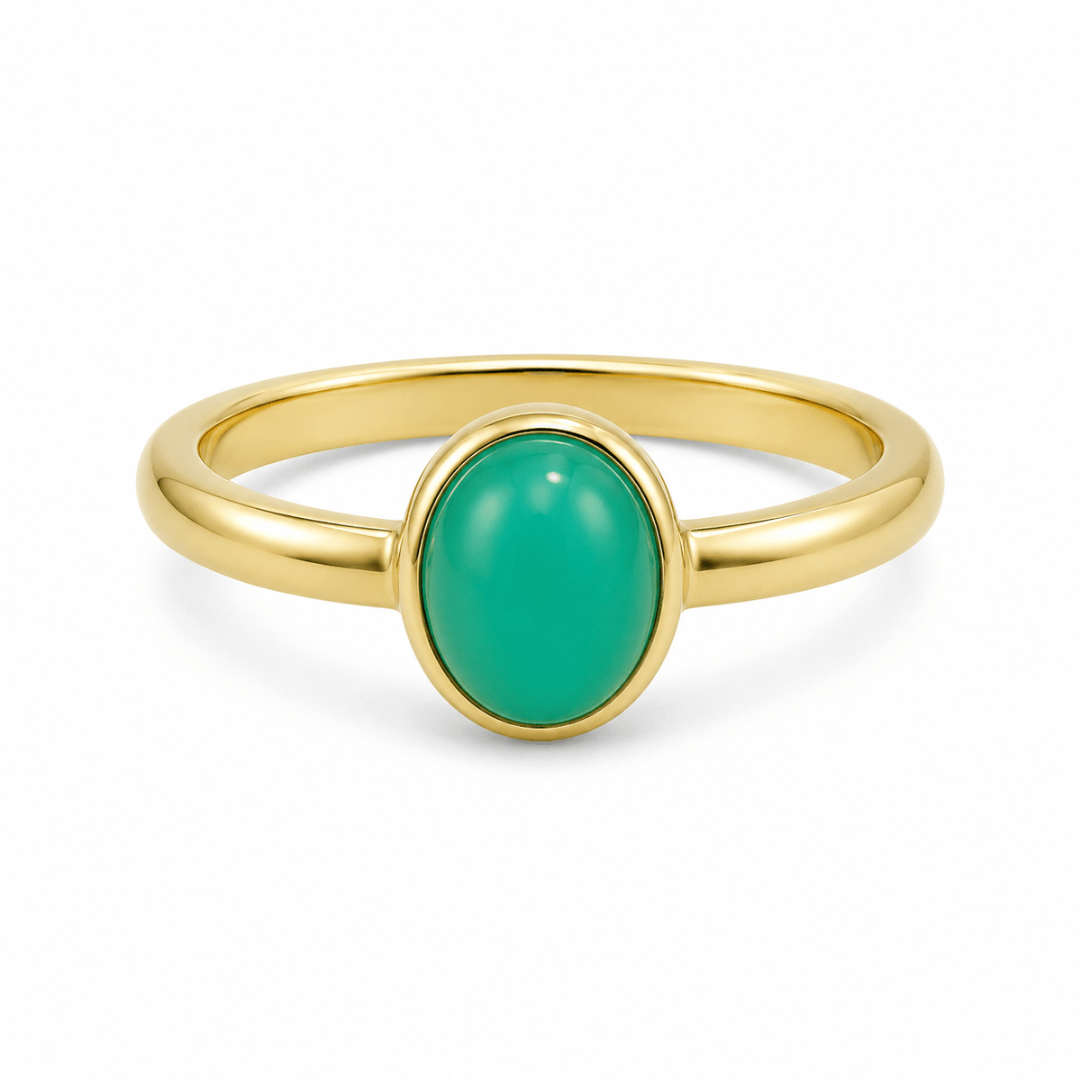 9ct Yellow Gold Oval Chrysoprase Ring - Aurum Jewels