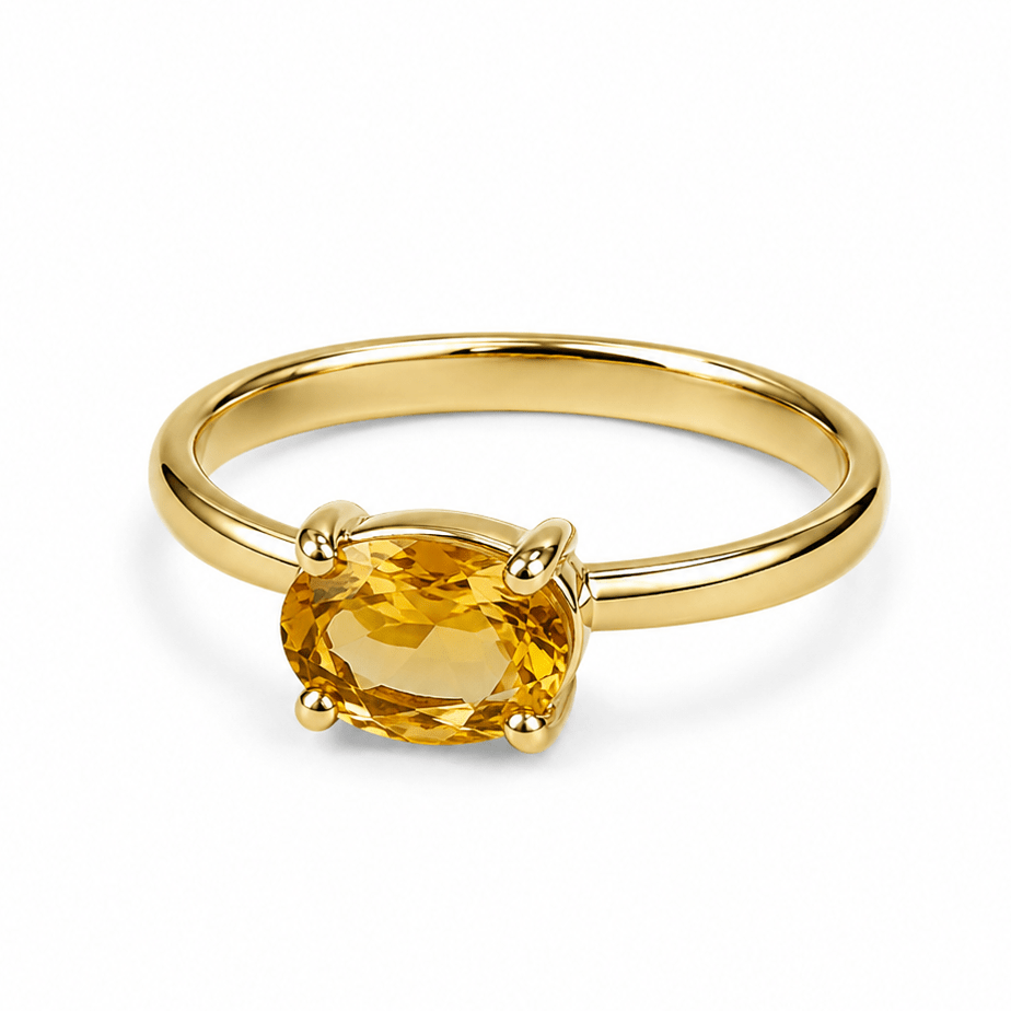 9ct Yellow Gold Oval Citrine Ring - Aurum Jewels