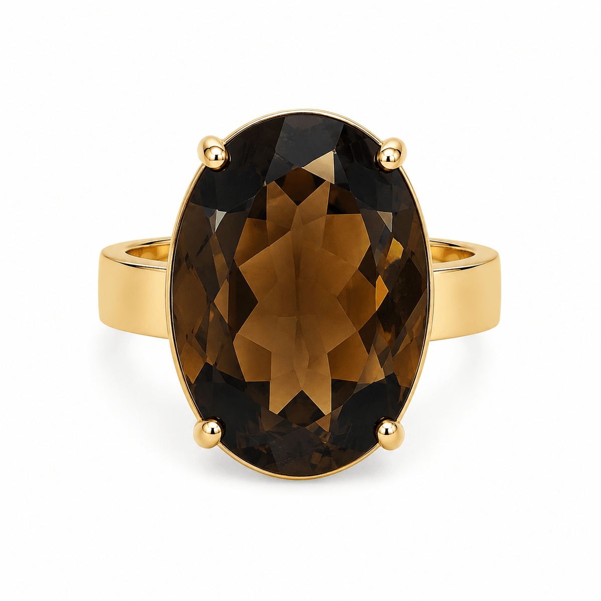 9ct Yellow Gold Oval Cognac Quartz Ring - Aurum Jewels