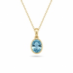 9ct Yellow Gold Oval Cut Aquamarine Pendant - Aurum Jewels