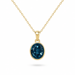 9ct Yellow Gold Oval Cut London Blue Topaz Pendant - Aurum Jewels