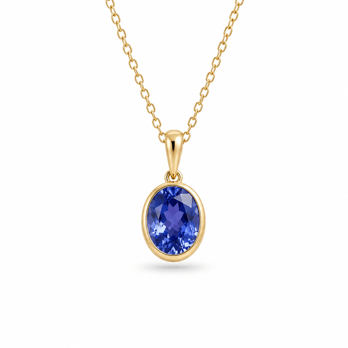 9ct Yellow Gold Oval Cut Tanzanite Pendant - Aurum Jewels