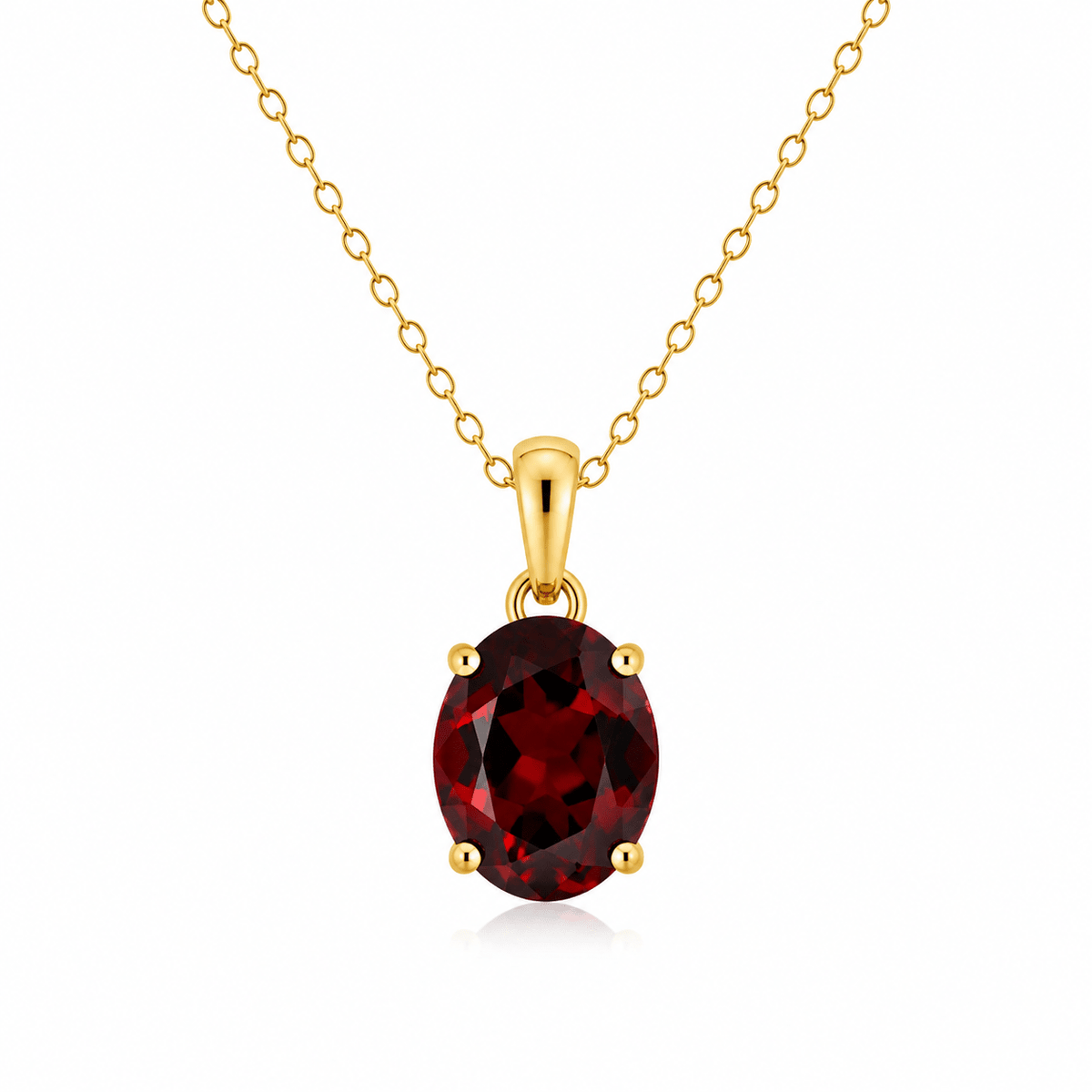 9ct Yellow Gold Oval Garnet Pendant - Aurum Jewels