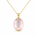 9ct Yellow Gold Oval Rose Quartz Pendant - Aurum Jewels