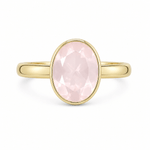 9ct Yellow Gold Oval Rose Quartz Ring - Aurum Jewels