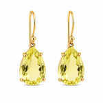 9ct Yellow Gold Pear Shape Lemon Quartz Drop Earrings - Aurum Jewels