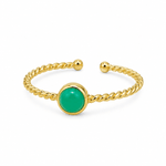 9ct Yellow Gold Petite Round Chrysoprase Ring - Aurum Jewels