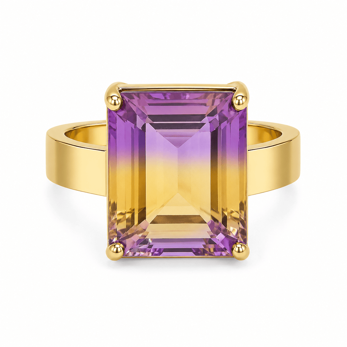 9ct Yellow Gold Rectangular Ametrine Cocktail Ring - Aurum Jewels