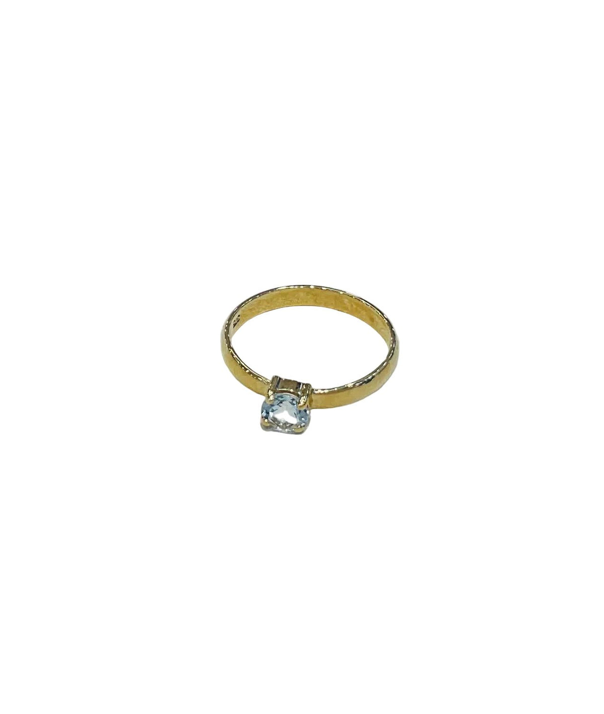 9ct Yellow Gold Round Aquamarine Ring - Aurum Jewels