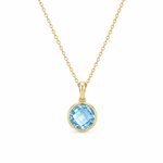 9ct Yellow Gold Round Checkerboard Cut Sky Blue Topaz Pendant - Aurum Jewels